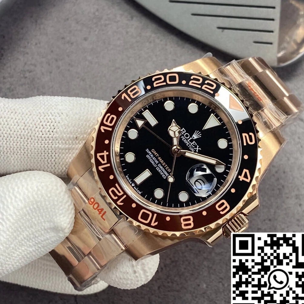 II Rolex Rose Factory GMT 126715CHNR-0001 GM Gold Black Master Dial 0313